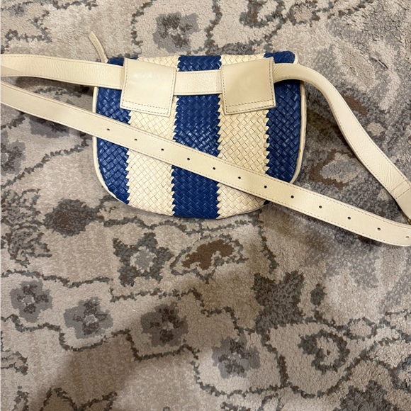 Clare V. Cream and Blue Woven Crossbody Bag - Picture 4 of 5